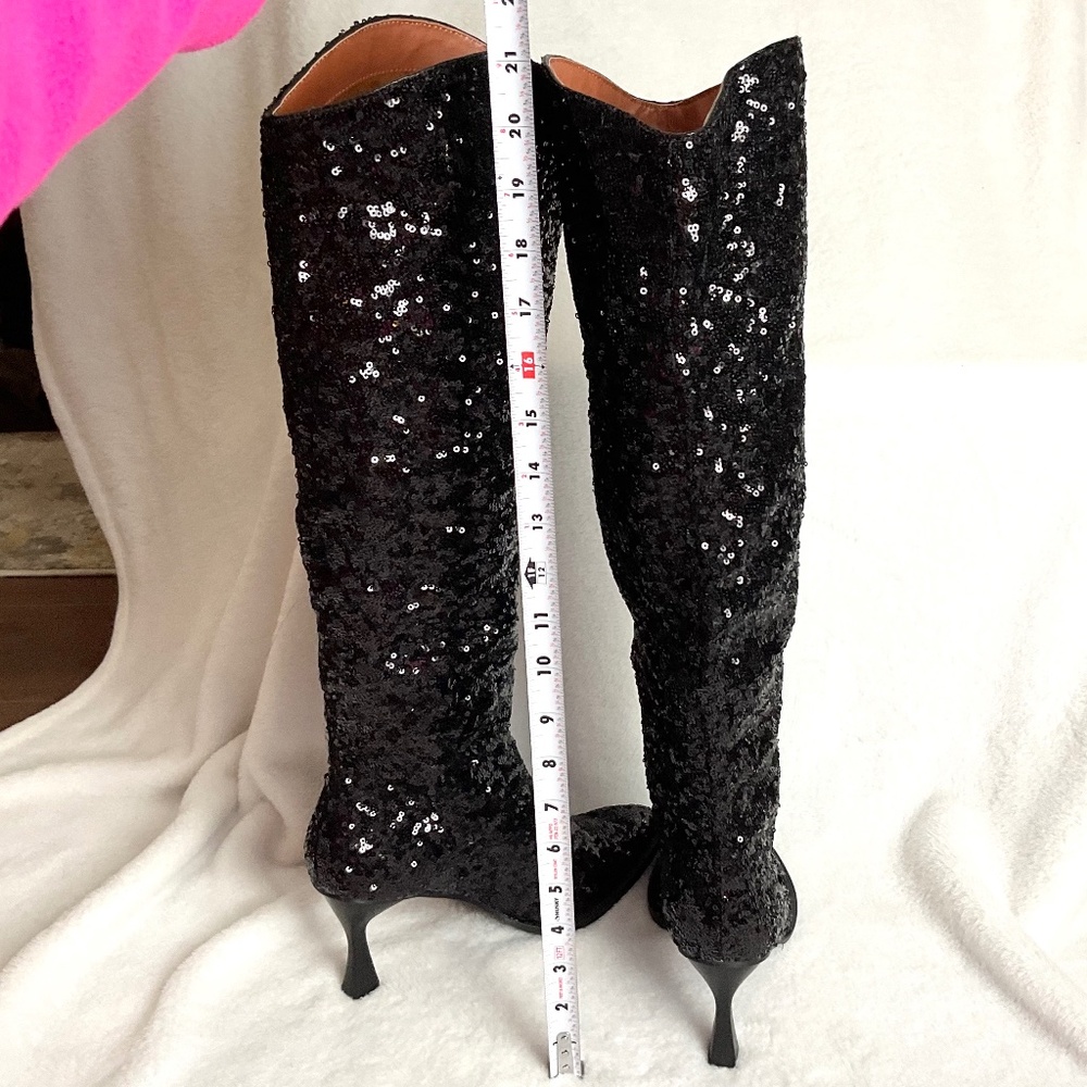 BLACK OASIS SOCIETY JEWEL KNEE HIGH SEQUIN BOOTS - Picture 10 of 15